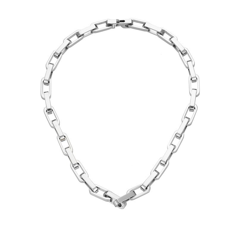 Square Titanium Steel Bracelet & Necklace - Modern, Unisex Jewelry